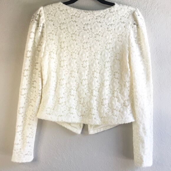 Beautiful unique rose lace lightweight blazer top sheer sleeve fleece lining y2k - Picture 3 of 5